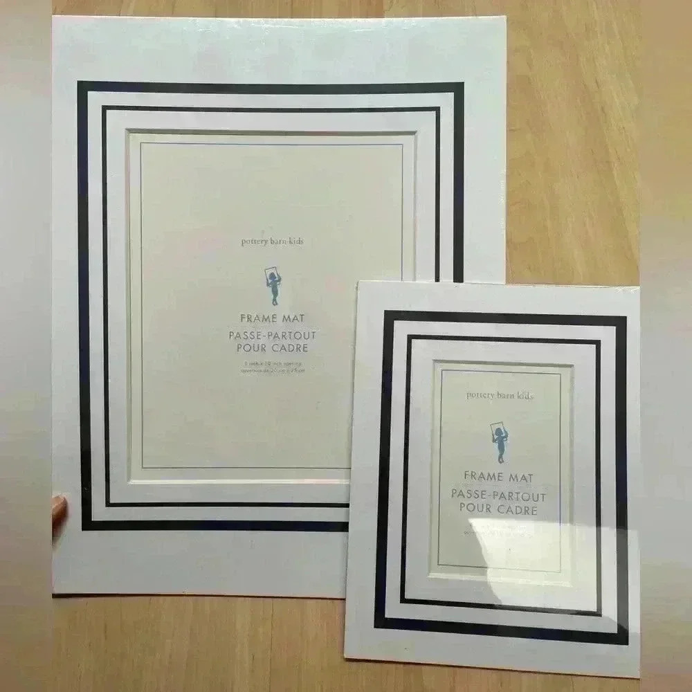 Pottery Barn Kids Navy White Frame Mats Set Of 2: 4x6 & 8x10 Opening